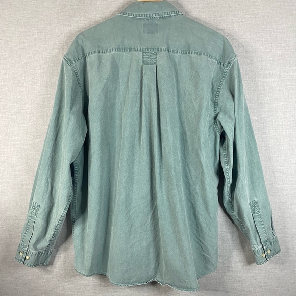 LL Bean Mens Sunwashed Green Cotton Traditional Fit Button Down Shirt Size Large - Picture 7 of 7